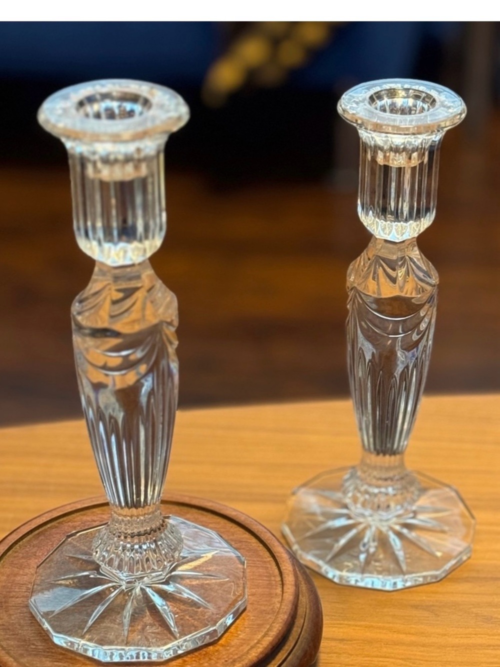 Set Waterford Crystal Pair of Prentiss Candlesticks Candle Holders 8-1/4"